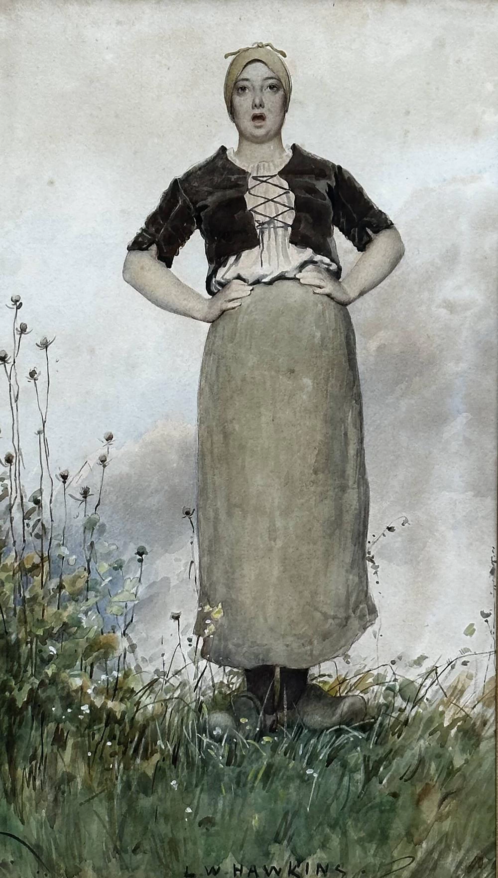 Contadina con zoccoli